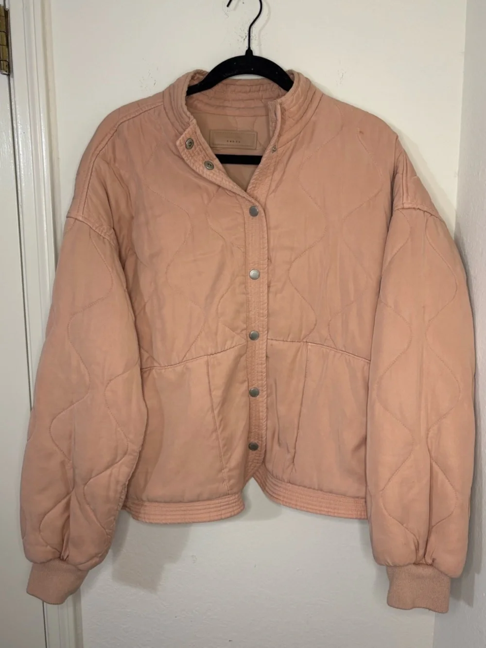 Blank NYC Quilted Snap-Front Carnation Jacket - Dusty Pink / peach size medium